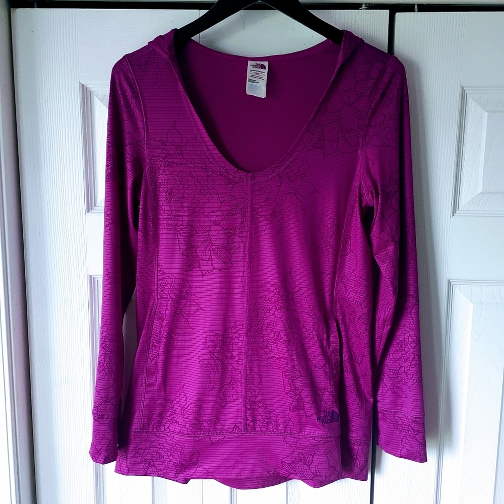 The North Face Floral Vaporwick Lightweight Hooded Shirt Top M